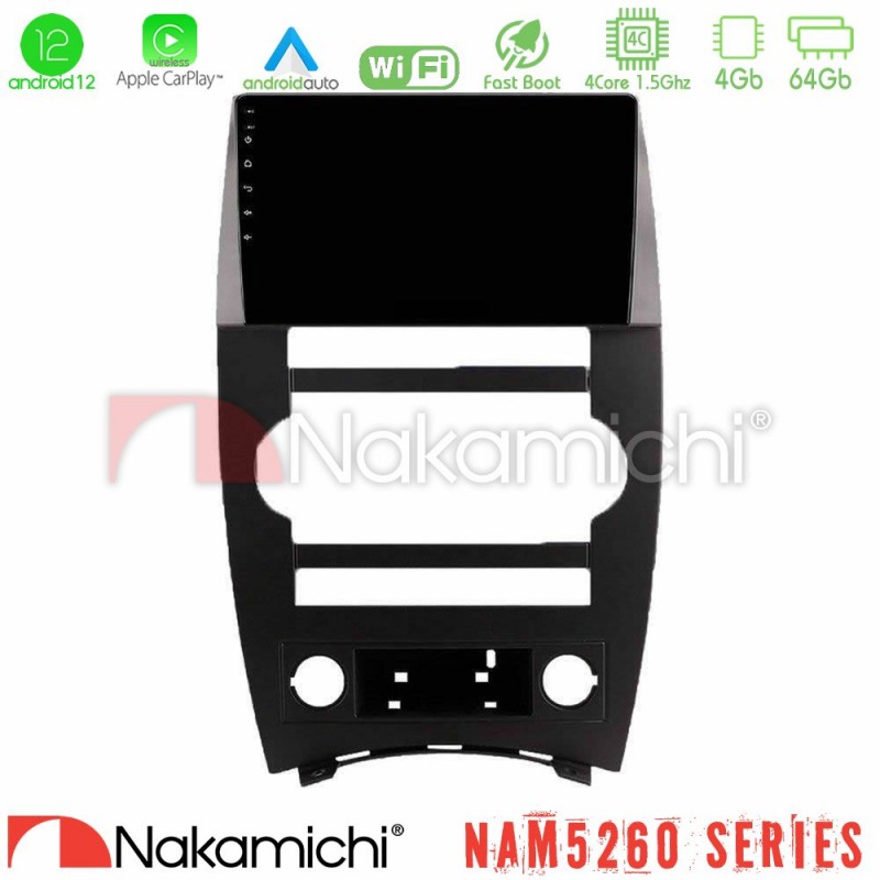 Nakamichi NAM5260 Series 4Core Android12 4+64GB Jeep Commander 2007-2008 Navigation Multimedia Tablet 9