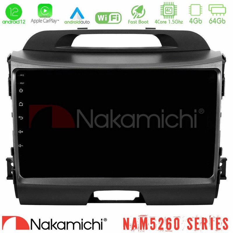 Nakamichi NAM5260 Series 4Core Android12 4+64GB Kia Sportage Navigation Multimedia Tablet 9