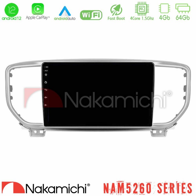 Nakamichi NAM5260 Series 4Core Android12 4+64GB Kia Sportage 2018-2021 Navigation Multimedia Tablet 9