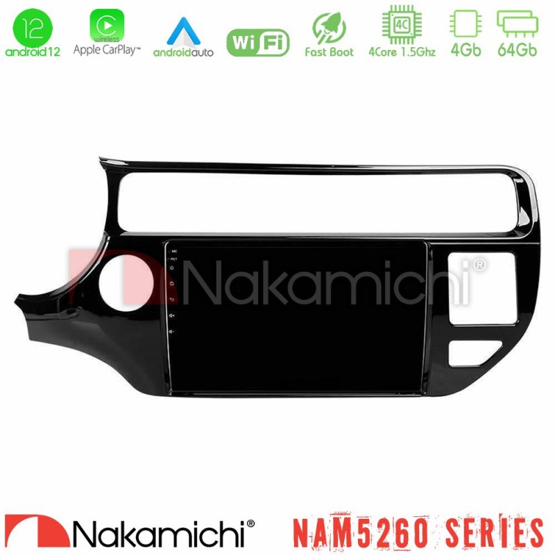 Nakamichi NAM5260 Series 4Core Android12 4+64GB Kia Rio 2015-2017 Navigation Multimedia Tablet 9