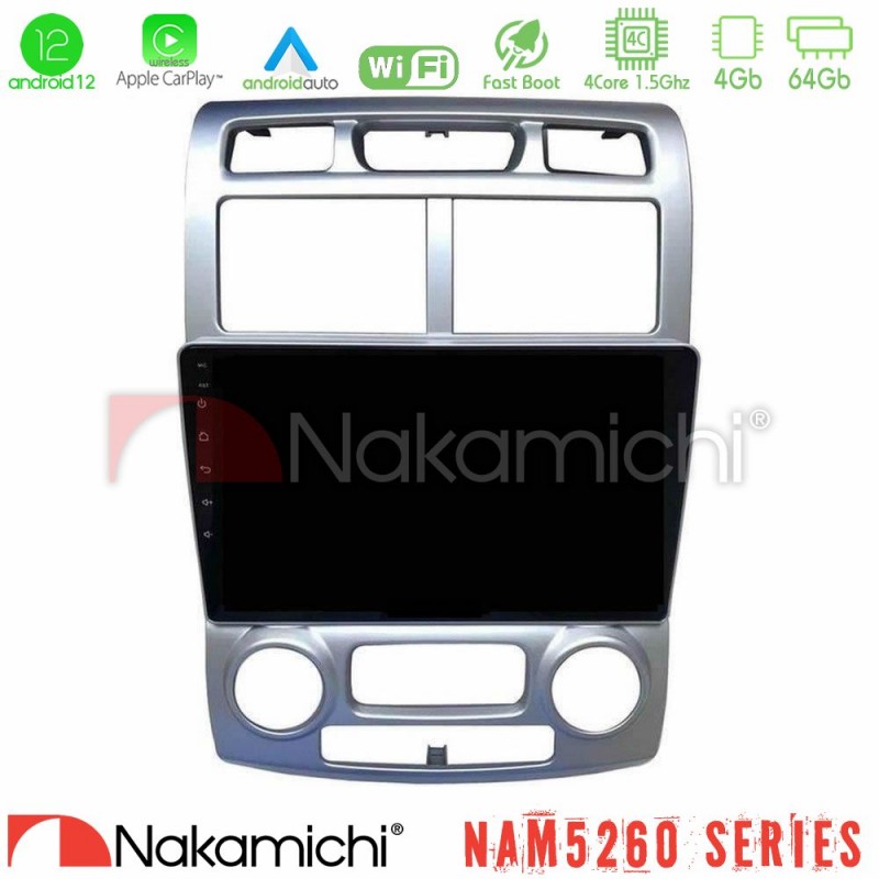 Nakamichi NAM5260 Series 4Core Android12 4+64GB Kia Sportage 2005-2008 Navigation Multimedia Tablet 9