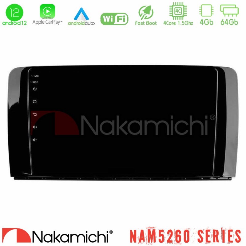 Nakamichi NAM5260 Series 4Core Android12 4+64GB Mercedes R Class Navigation Multimedia Tablet 9