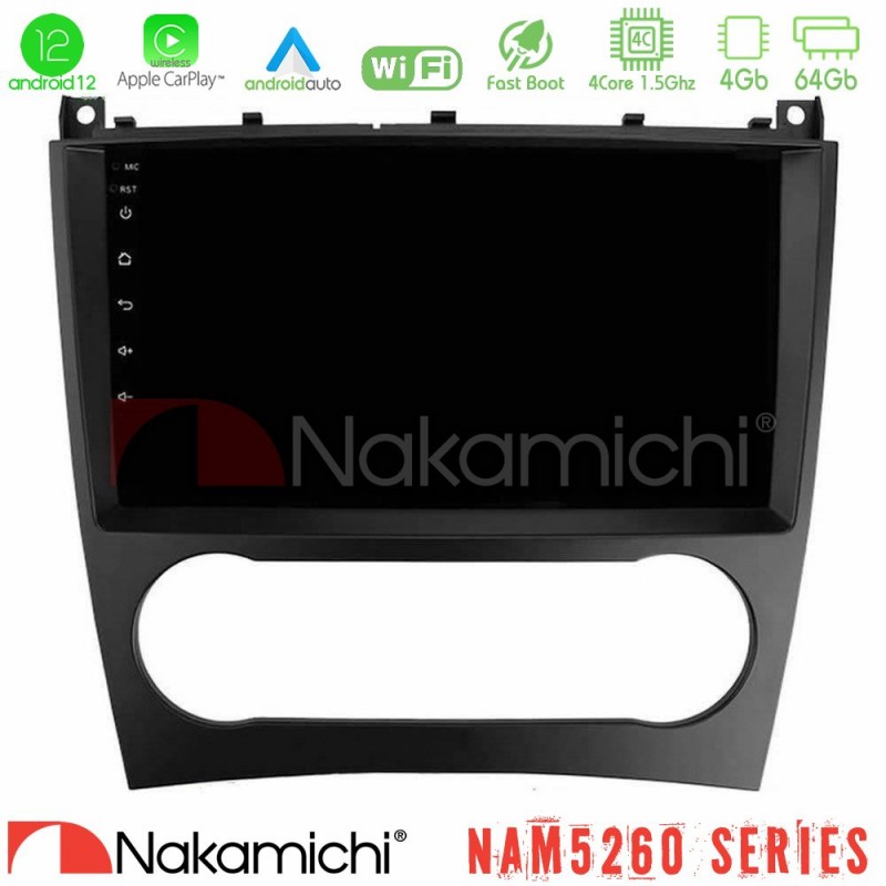 Nakamichi NAM5260 Series 4Core Android12 4+64GB Mercedes W203 Facelift Navigation Multimedia Tablet 9