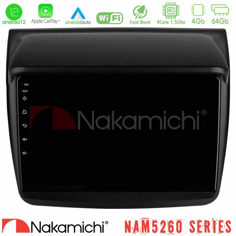 Nakamichi NAM5260 Series 4Core Android12 4+64GB Mitsubishi L200 Navigation Multimedia Tablet 9