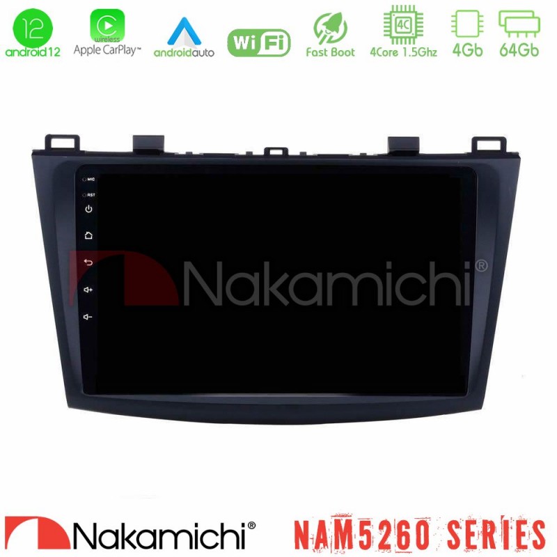 Nakamichi NAM5260 Series 4Core Android12 4+64GB Mazda 3 2009-2014 Navigation Multimedia Tablet 9