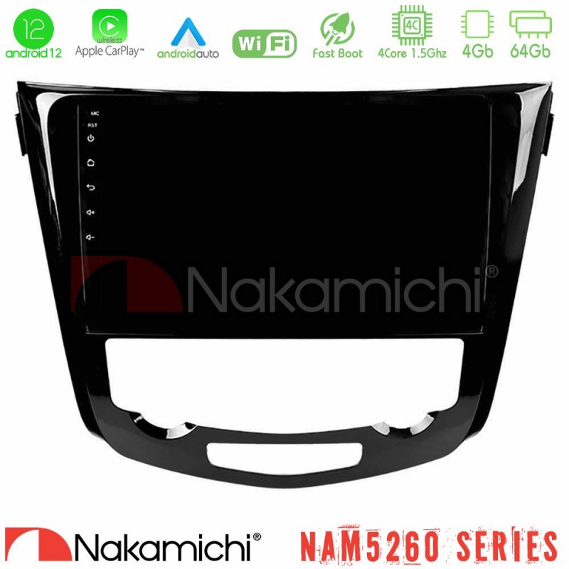 Nakamichi NAM5260 Series 4Core Android12 4+64GB Nissan Qashqai J11 (AUTO A/C) Navigation Multimedia Tablet 10