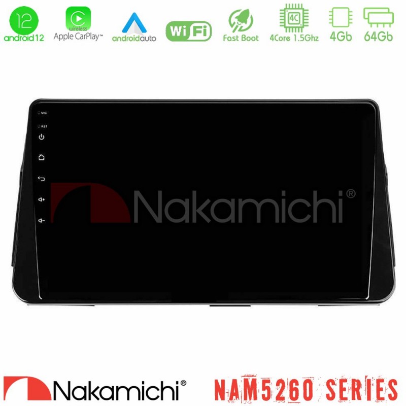 Nakamichi NAM5260 Series 4Core Android12 4+64GB Nissan Micra K14 Navigation Multimedia Tablet 10