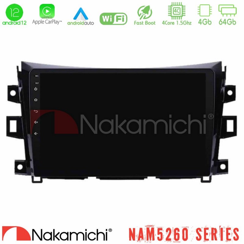 Nakamichi NAM5260 Series 4Core Android12 4+64GB Nissan Navara NP300 Navigation Multimedia Tablet 9