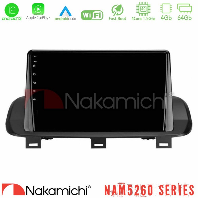 Nakamichi NAM5260 Series 4Core Android12 4+64GB Nissan Qashqai J12 & X-Trail T33 Navigation Multimedia Tablet 10