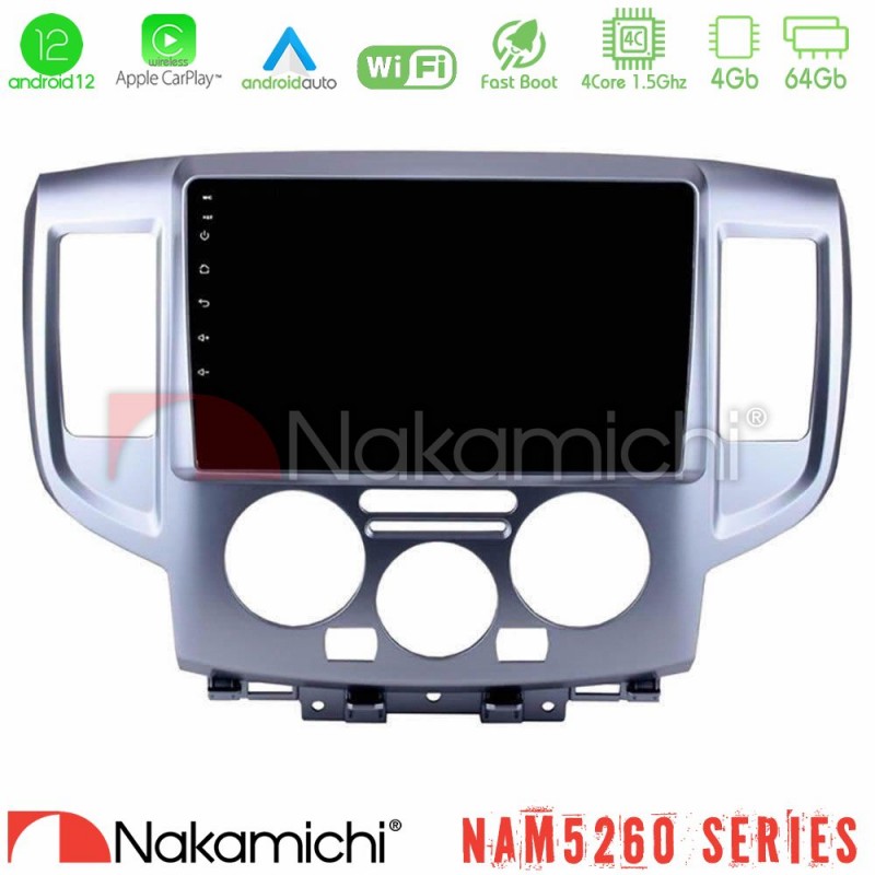 Nakamichi NAM5260 Series 4Core Android12 4+64GB Nissan NV200 Navigation Multimedia Tablet 9