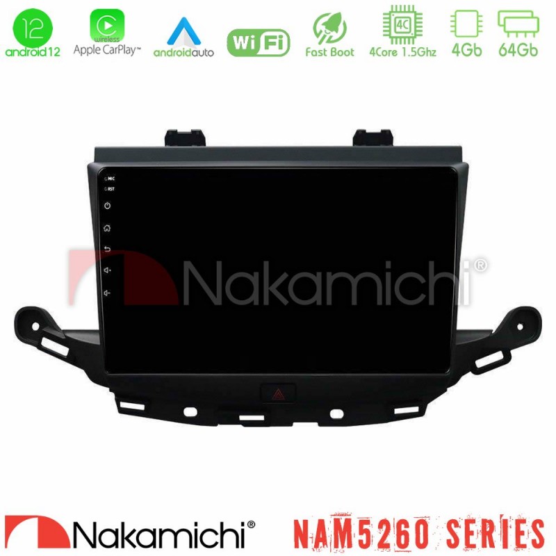 Nakamichi NAM5260 Series 4Core Android12 4+64GB Opel Astra K 2015-2019 Navigation Multimedia Tablet 9