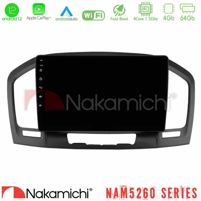 Nakamichi NAM5260 Series 4Core Android12 4+64GB Opel Insignia 2008-2013 Navigation Multimedia Tablet 9