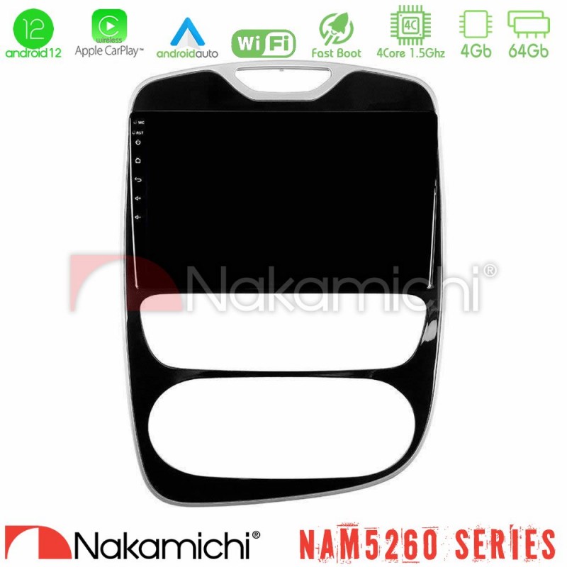 Nakamichi NAM5260 Series 4Core Android12 4+64GB Renault Clio 2016-2019 Navigation Multimedia Tablet 10