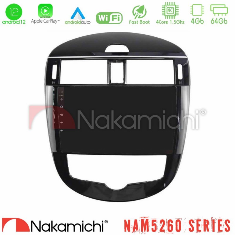 Nakamichi NAM5260 Series 4Core Android12 4+64GB Nissan Pulsar 2015-2018 Navigation Multimedia Tablet 9