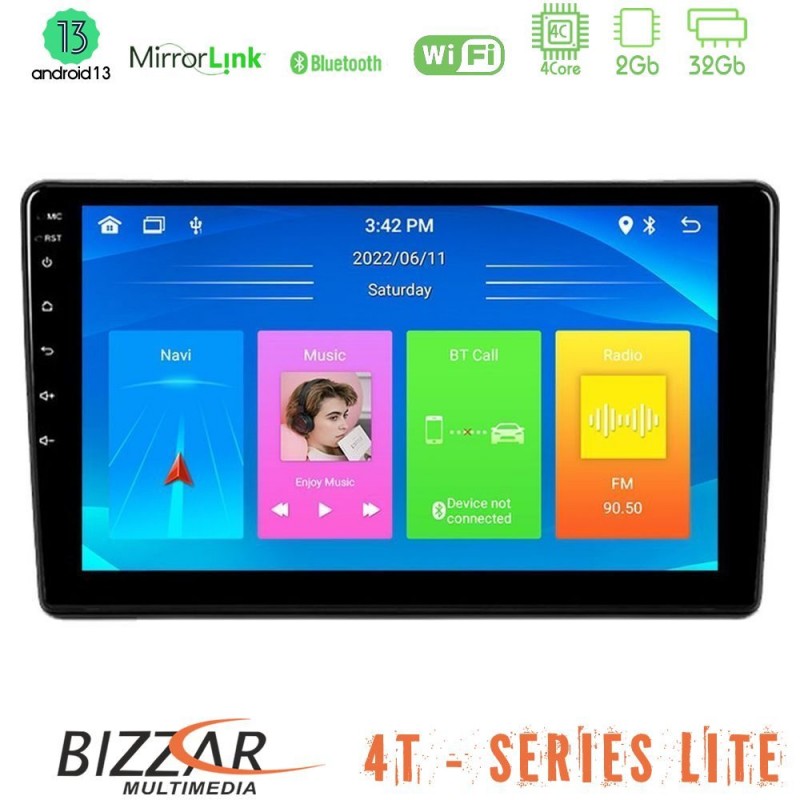 Bizzar 4T Series Alfa Romeo 159/Brera/Spider 4Core Android13 2+32GB Navigation Multimedia Tablet 9