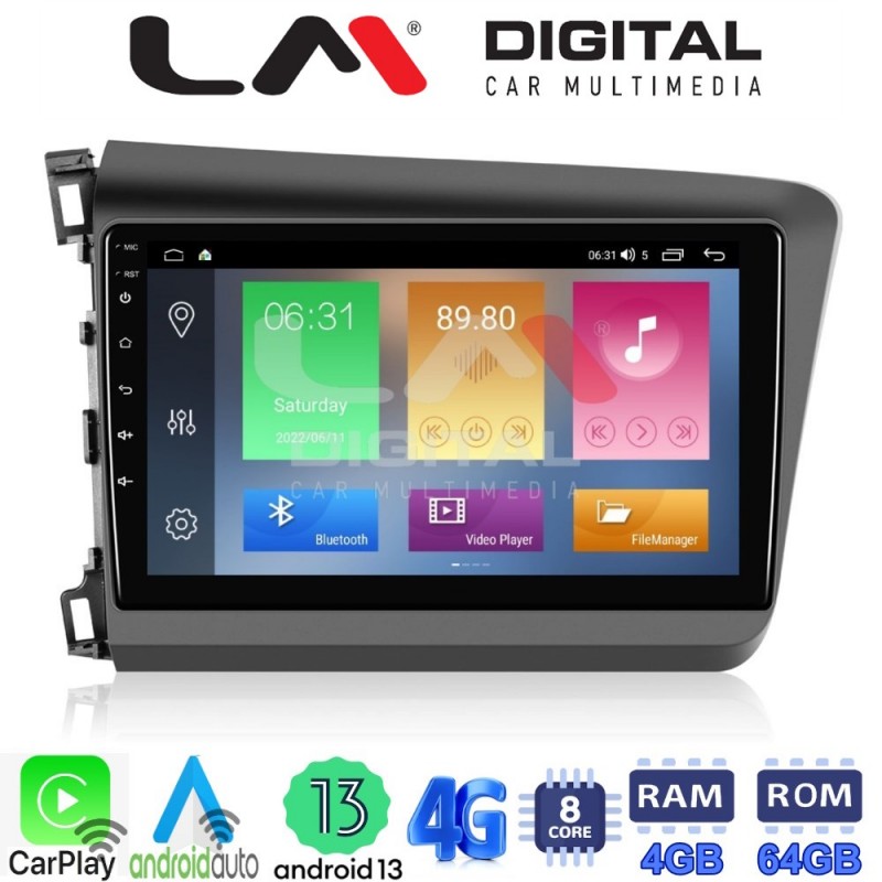 LM Digital - LM ZC8630 GPS Οθόνη OEM Multimedia Αυτοκινήτου για Honda Civic 2012 &gt; 2016 (CarPlay/AndroidAuto/BT/GPS/WIFI/GPRS)