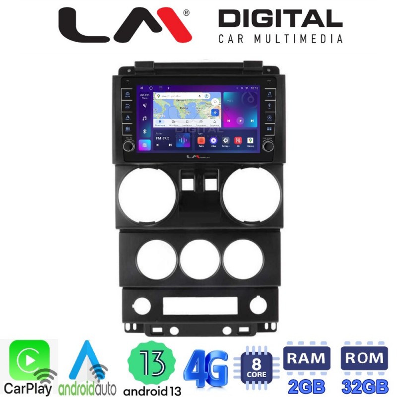 LM Digital - LM ZG8748 GPS Οθόνη OEM Multimedia Αυτοκινήτου για JEEP WRANGLER 2007 &gt; 2011 (CarPlay/AndroidAuto/BT/GPS/WIFI/GPRS)