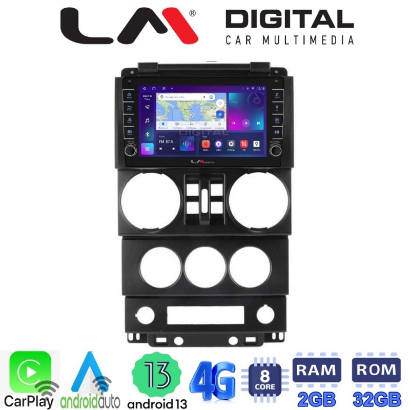 LM Digital - LM ZG8748B GPS Οθόνη OEM Multimedia Αυτοκινήτου για JEEP WRANGLER 2007 &gt; 2011 (CarPlay/AndroidAuto/BT/GPS/WIFI/GPRS)