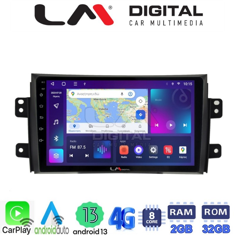 LM Digital - LM ZE8446 GPS Οθόνη OEM Multimedia Αυτοκινήτου για FIAT SEDICI & SUZUKI SX4 2005-2013 (CarPlay/AndroidAuto/BT/GPS/WIFI/GPRS)