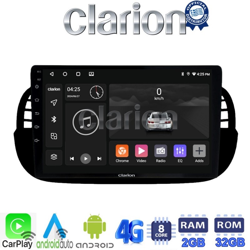 CLARION GL71315B Οθόνη OEM Multimedia Αυτοκινήτου για Fiat 500 2007 &gt; 2016 (CarPlay/AndroidAuto/BT/GPS/WIFI/GPRS)