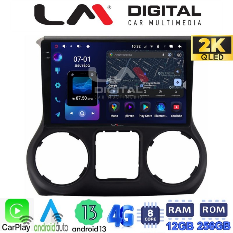 LM ZS8745 GPS Οθόνη OEM Multimedia Αυτοκινήτου για JEEP WRANGLER 2011&gt;2018 (CarPlay/AndroidAuto/BT/GPS/WIFI/GPRS)