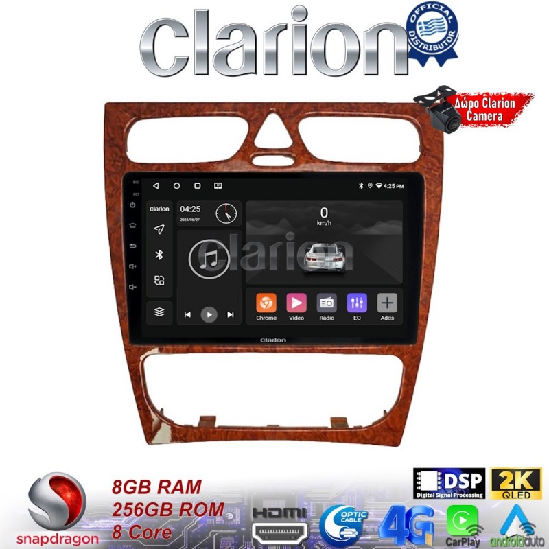 CLARION GL75171W Οθόνη OEM Multimedia Αυτοκινήτου για Mercedes C Class 1999 &gt; 2004 (Προ Facelift) (CarPlay/AndroidAuto/BT/GPS/WIFI/GPRS)