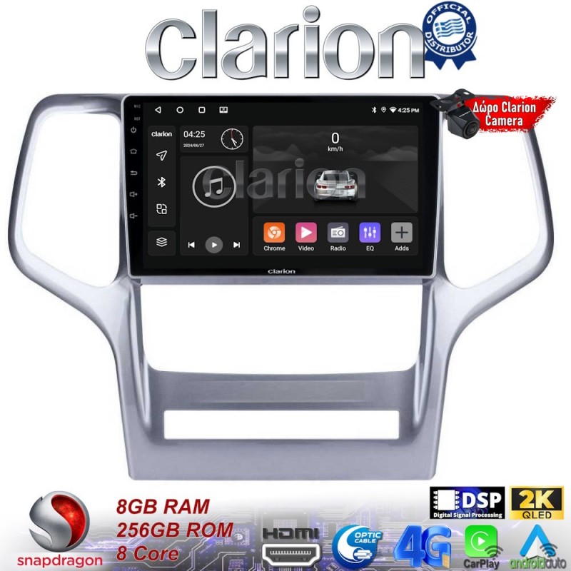 CLARION GL75234 Οθόνη OEM Multimedia Αυτοκινήτου για Jeep Gran Cherokee 2011 &gt; 2013 (CarPlay/AndroidAuto/BT/GPS/WIFI/GPRS)