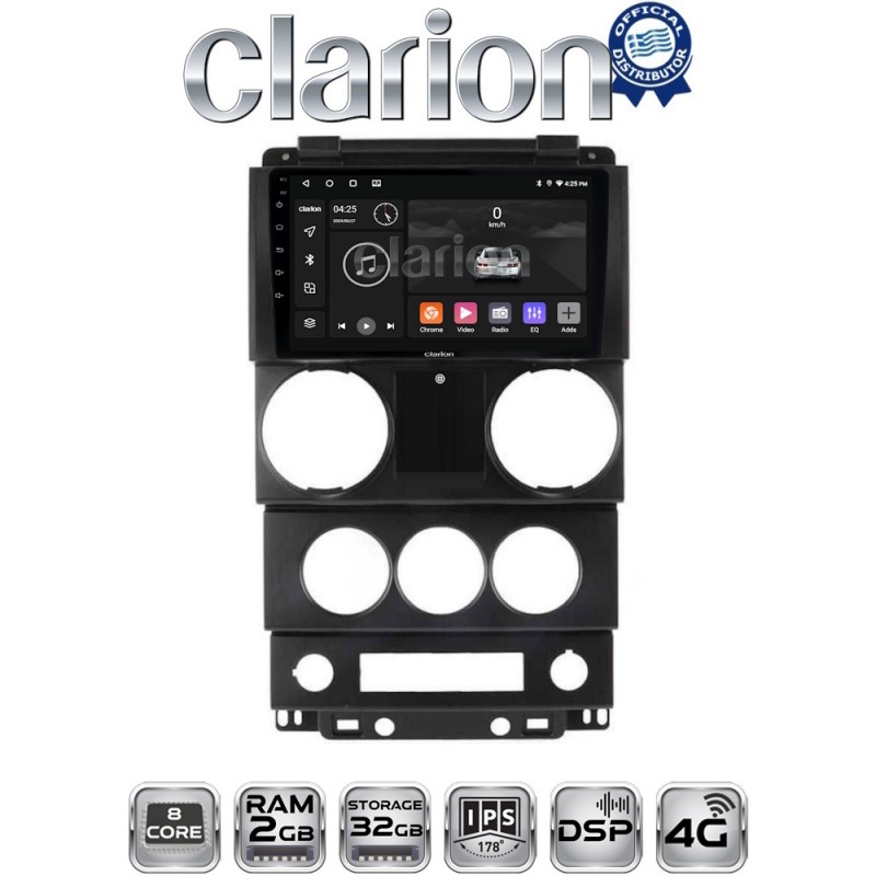 CLARION GL71748C Οθόνη OEM Multimedia Αυτοκινήτου για Jeep Wrangler 2007 &gt; 2011 (CarPlay/AndroidAuto/BT/GPS/WIFI/GPRS)