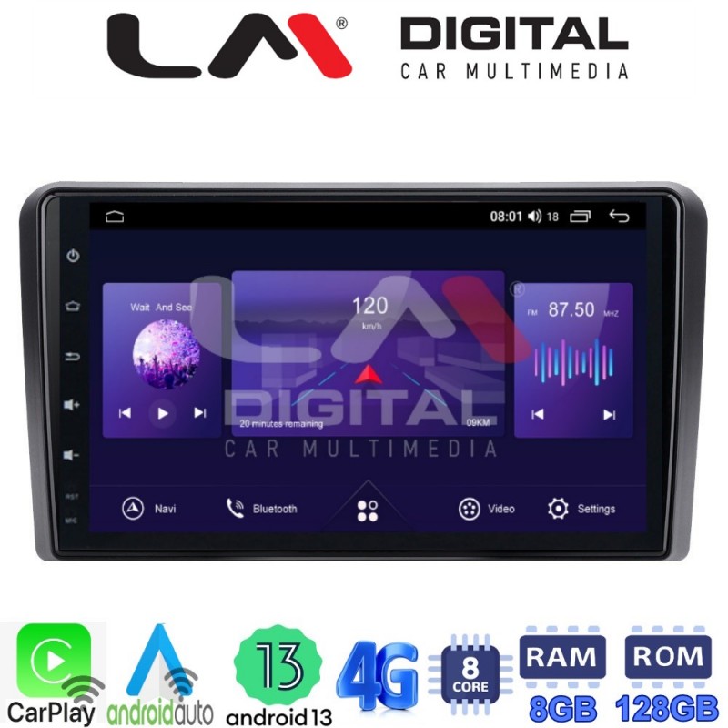 LM Digital - LM ZT8049 GPS Οθόνη OEM Multimedia Αυτοκινήτου για AUDI A3 (8P) 2003.2012 (CarPlay/AndroidAuto/BT/GPS/WIFI/GPRS)