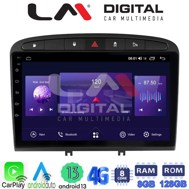 LM Digital - LM ZT8083 GPS Οθόνη OEM Multimedia Αυτοκινήτου για PG 308 2007&gt;2012 (CarPlay/AndroidAuto/BT/GPS/WIFI/GPRS)