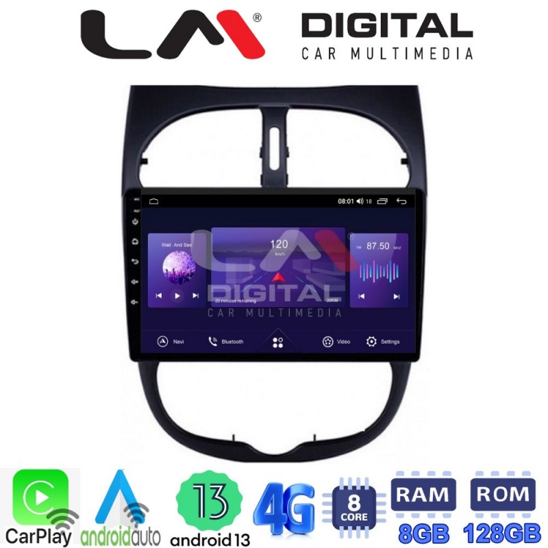 LM Digital - LM ZT8206 GPS Οθόνη OEM Multimedia Αυτοκινήτου για Peugeot 206 2002 &gt; 2006 (CarPlay/AndroidAuto/BT/GPS/WIFI/GPRS)