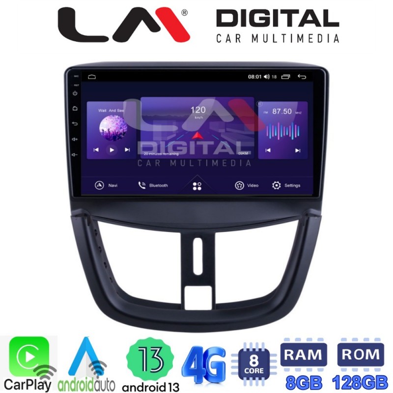 LM Digital - LM ZT8207 GPS Οθόνη OEM Multimedia Αυτοκινήτου για PEUGEOT 207 2007&gt;2013 (CarPlay/AndroidAuto/BT/GPS/WIFI/GPRS)