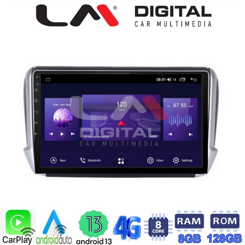 LM Digital - LM ZT8374 GPS Οθόνη OEM Multimedia Αυτοκινήτου για PEUGEOT 208-2008 2012&gt;  (CarPlay/AndroidAuto/BT/GPS/WIFI/GPRS)