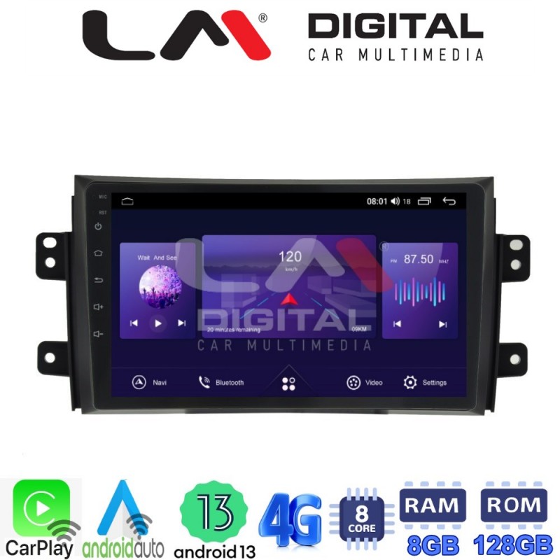 LM Digital - LM ZT8446 GPS Οθόνη OEM Multimedia Αυτοκινήτου για FIAT SEDICI & SUZUKI SX4 2005-2013 (CarPlay/AndroidAuto/BT/GPS/WIFI/GPRS)