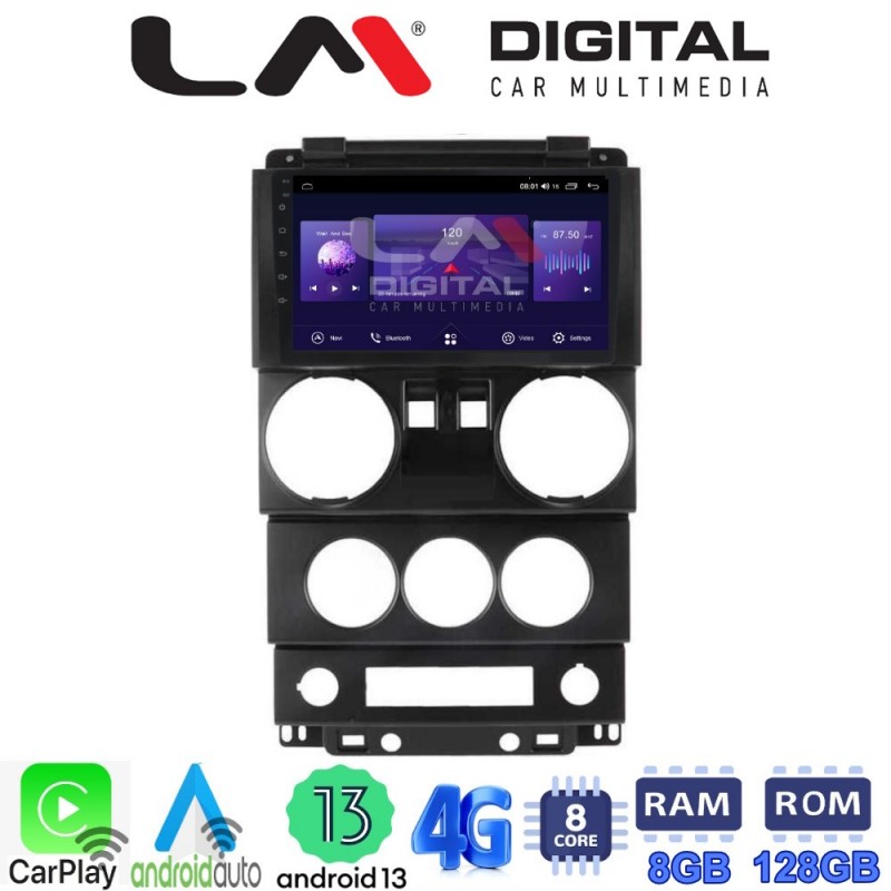 LM Digital - LM ZT8748 GPS Οθόνη OEM Multimedia Αυτοκινήτου για JEEP WRANGLER 2007 &gt; 2011 (CarPlay/AndroidAuto/BT/GPS/WIFI/GPRS)