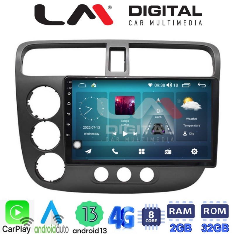 LM Digital - LM ZR8373 GPS Οθόνη OEM Multimedia Αυτοκινήτου για HONDA CIVIC 4πορτο 2001 &gt; 2006 (CarPlay/AndroidAuto/BT/GPS/WIFI/GPRS)