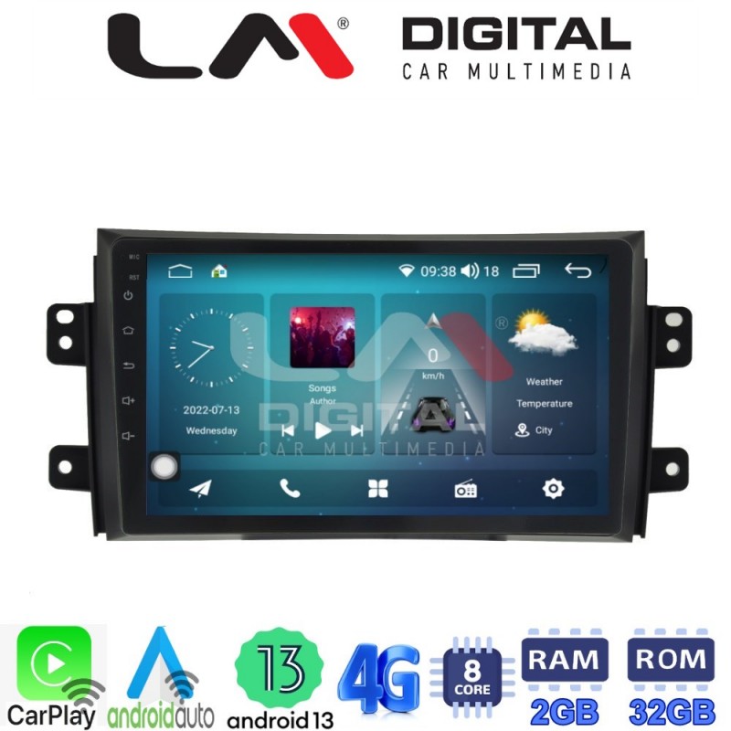 LM Digital - LM ZR8446 GPS Οθόνη OEM Multimedia Αυτοκινήτου για FIAT SEDICI & SUZUKI SX4 2005-2013 (CarPlay/AndroidAuto/BT/GPS/WIFI/GPRS)