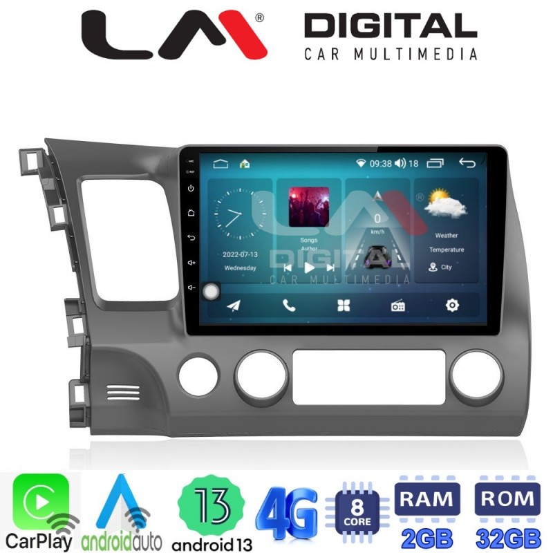 LM Digital - LM ZR8644 GPS Οθόνη OEM Multimedia Αυτοκινήτου για HONDA CIVIC 4πορτο 2006&gt;2013 (CarPlay/AndroidAuto/BT/GPS/WIFI/GPRS)