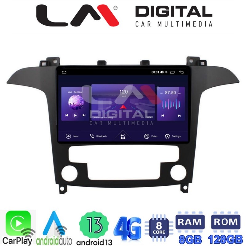 LM Digital - LM ZT8003 GPS Οθόνη OEM Multimedia Αυτοκινήτου για Ford S-Max 2006 &gt; 2014 (CarPlay/AndroidAuto/BT/GPS/WIFI/GPRS)