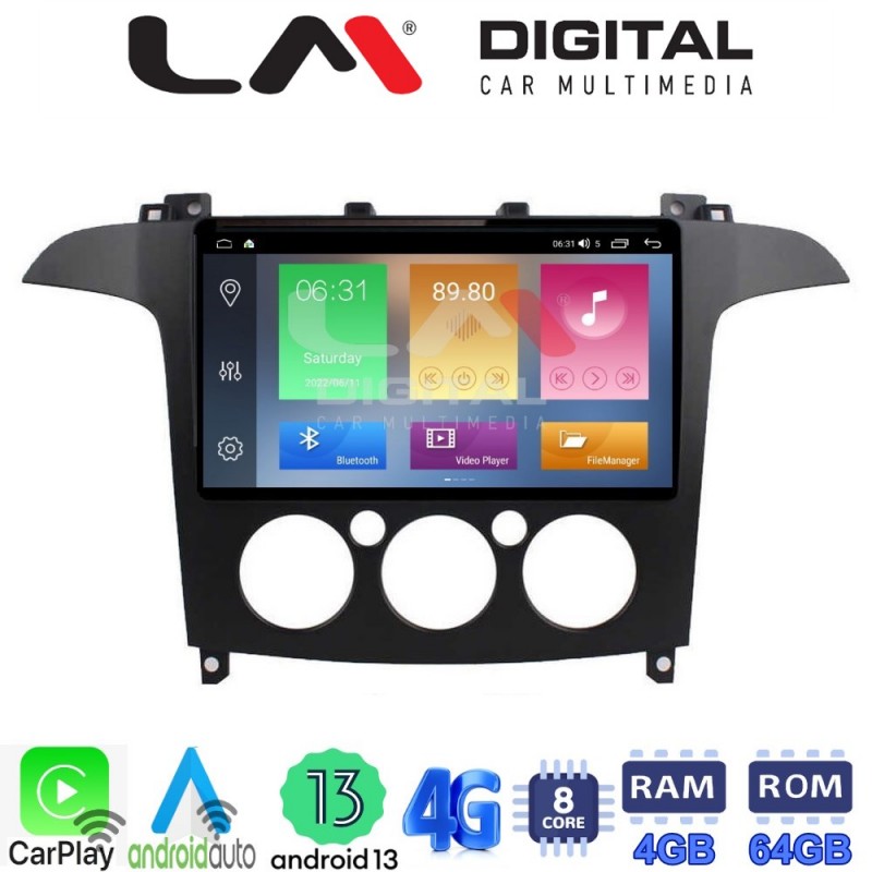 LM Digital - LM ZC8003A GPS Οθόνη OEM Multimedia Αυτοκινήτου για Ford S-Max 2006 &gt; 2014 (CarPlay/AndroidAuto/BT/GPS/WIFI/GPRS)