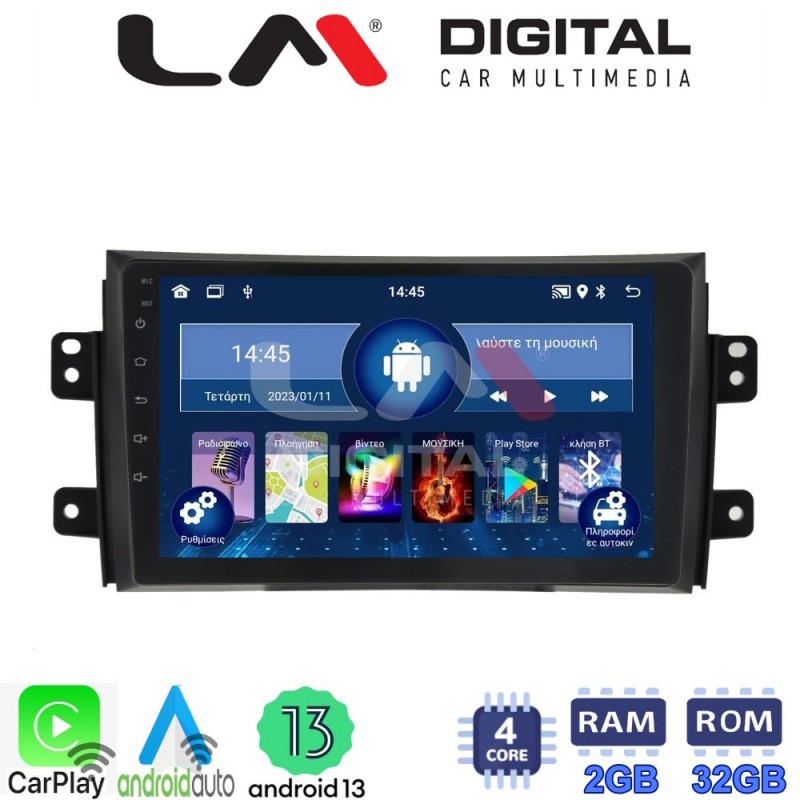 LM Digital - LM ZN4446 GPS Οθόνη OEM Multimedia Αυτοκινήτου για FIAT SEDICI & SUZUKI SX4 2005-2013 (CarPlay/AndroidAuto/BT/GPS/WIFI/GPRS)