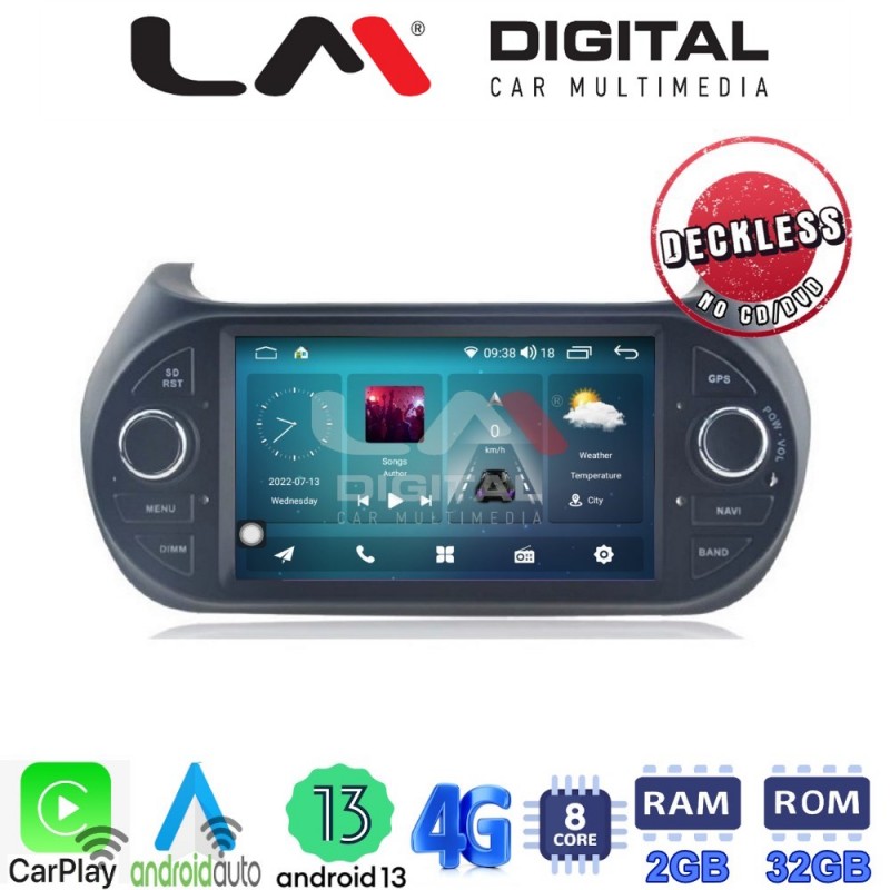 LM Digital - LM R8195 GPS Οθόνη OEM Multimedia Αυτοκινήτου για Fiat Fiorino, Citroen Piper (CarPlay/AndroidAuto/BT/GPS/WIFI/GPRS)