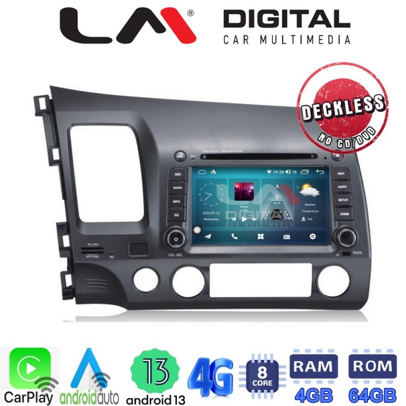 LM Digital - LM C8044 GPS Οθόνη OEM Multimedia Αυτοκινήτου για HONDA CIVIC 4πορτο  2006 &gt; 2012 (CarPlay/AndroidAuto/BT/GPS/WIFI/GPRS)