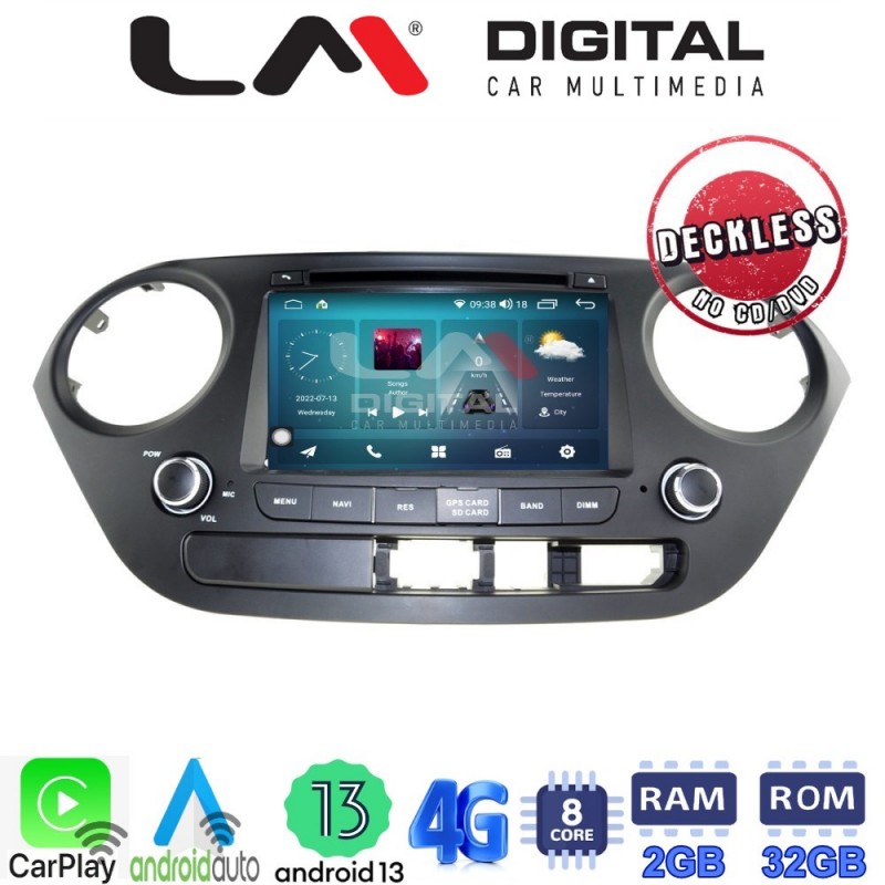 LM Digital - LM R8406 GPS Οθόνη OEM Multimedia Αυτοκινήτου για Hyundai I10 2014-2016 (CarPlay/AndroidAuto/BT/GPS/WIFI/GPRS)