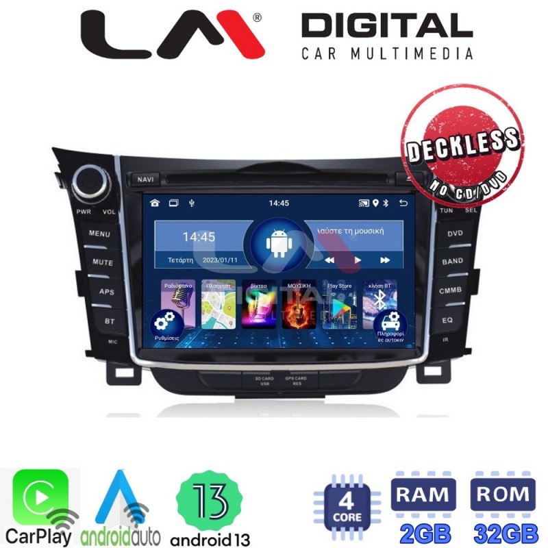 LM Digital - LM N4156 GPS Οθόνη OEM Multimedia Αυτοκινήτου για HYUNDAI I30 2012-2016 (CarPlay/AndroidAuto/BT/GPS/WIFI)